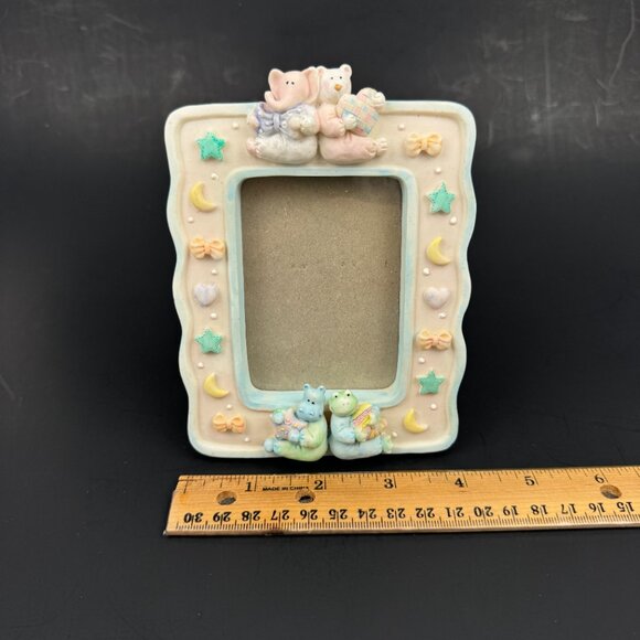 Vtg Russ Baby Nursery Small Ceramic Porcelain Tabletop Pic Photo Frame Pastel - Picture 7 of 12